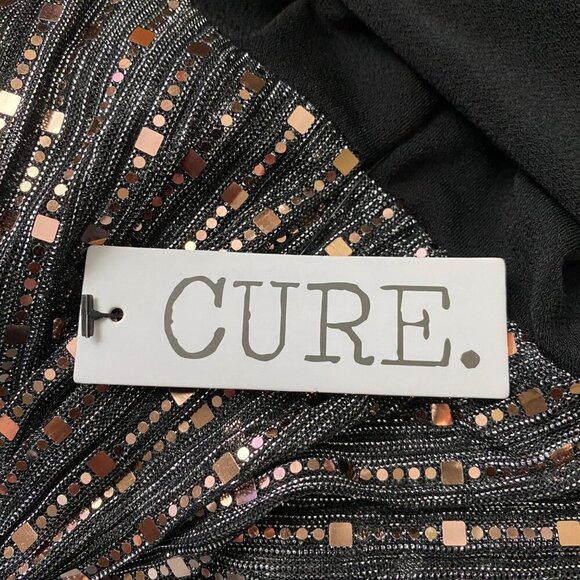 Cure. Black Sequin Top With 3/4 Sleeves Rayon Spandex Blend Women's 2XL NEW - Picture 8 of 12
